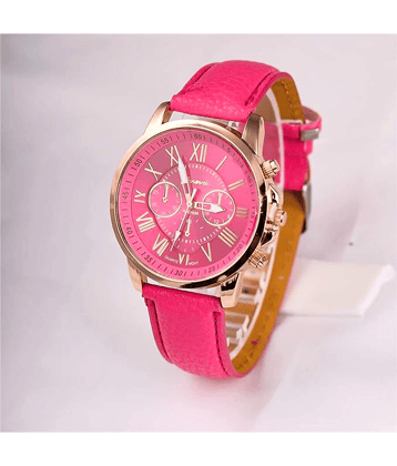 Cosmic Pink Leather Analog Womens Watch