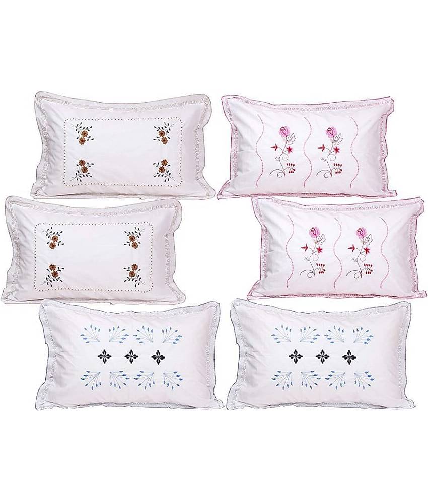 MAHALUXMI COLLECTION Pack of 6 White Pillow Cover (18 X 28 Inch)