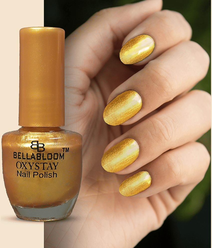 BELLABLOOM Golden Nail Polish Long Lasting Shine, 10ml ( Pack of 1 )