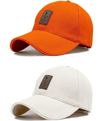 Bolax Pack of 2 Cotton Men's Cap ( Orange )