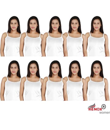 Renox Pack of 10 Cotton Lycra Camisoles ( White )