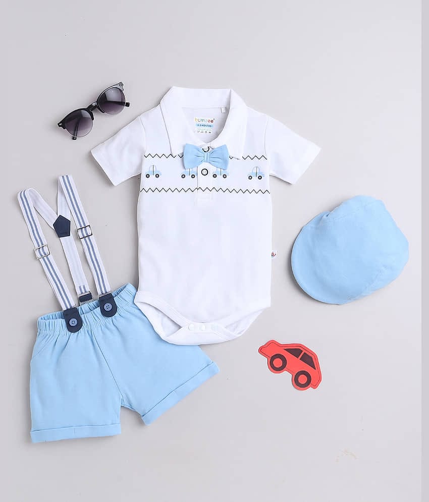 BUMZEE Pack of 1 Baby Boys Cotton Top & Shorts ( Blue )