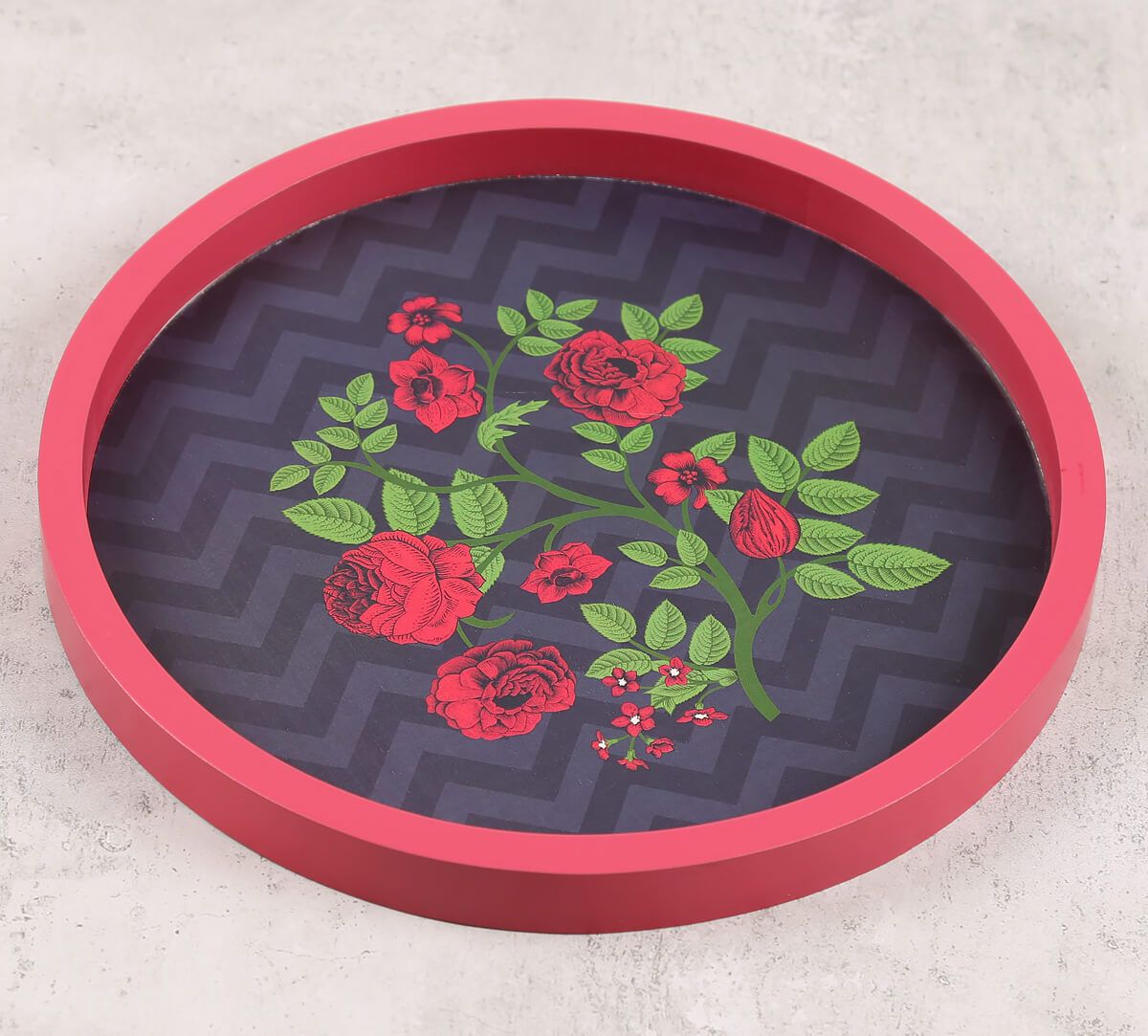 Chevron Roses 7 Inch Decor Plate