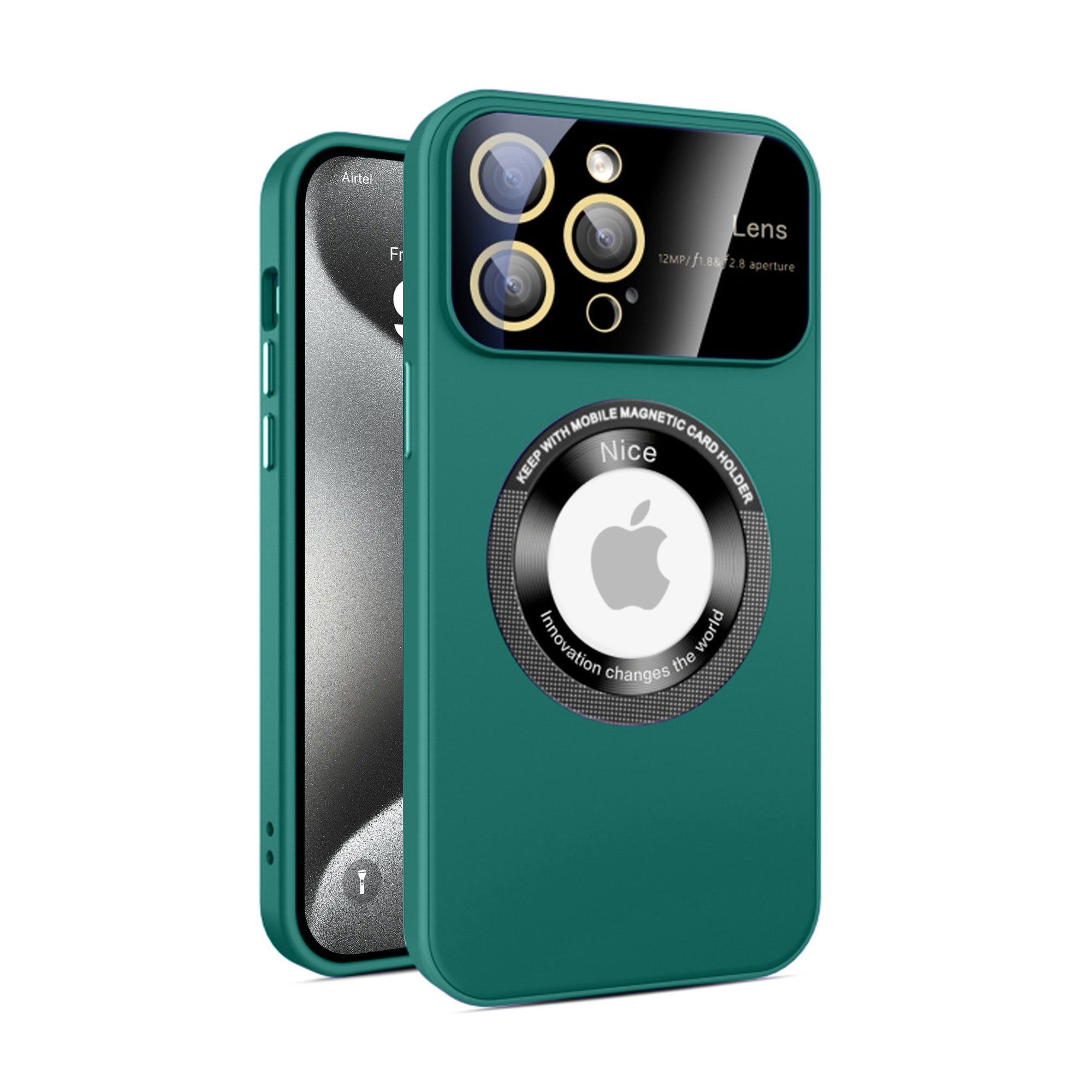 Vaku® Apple iPhone 15 Pro Max Polarized Magnetic Magpro Camera Lens Protector Logo Hole Back Cover