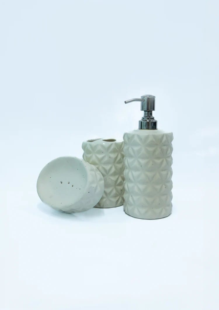 Cearmic White Round Shape Bath Set - Pack of 3