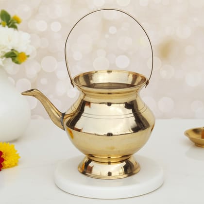 Brass Kamandal 240 ml – Small Holy Water Pot for Rituals, Height : 4 Inch (ZMAS530 X)
