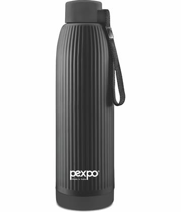 PEXPO 700 ml PU Insulated 4 Hours Warm And Cold School Kids Bottle (Black, Easy Grip)