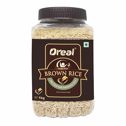 Oreal Brown Rice 1 Kg, Full Bran Intact, Fibre-Rich Basmati Rice Jar