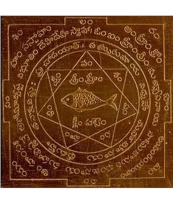 Pure Copper MATSYA YANTRAM for Home - Vastu Matsya Yantra - Matsya Yantram Telugu Size - 4.5 Inch x 4.5 Inch - Heavy Guaze Copper