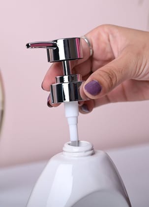 Classic White Kitchen Dispenser With Scrubber - Cylindrical Shape
