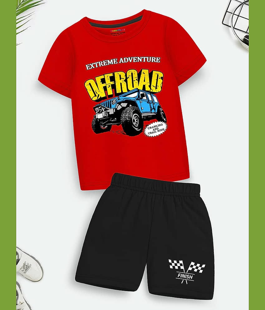 Trampoline Pack of 1 Boys Cotton Blend T-Shirt & Shorts Set ( Multicolor2 )