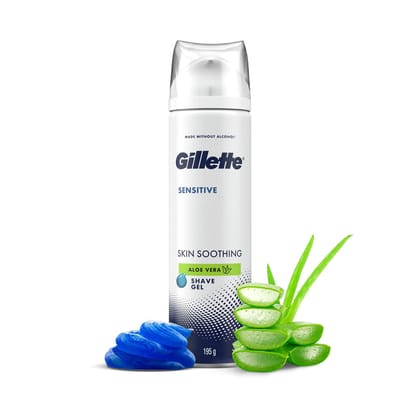 Gillette Sensitive Shaving Gel Soothing with Aloe Vera | 195 gm