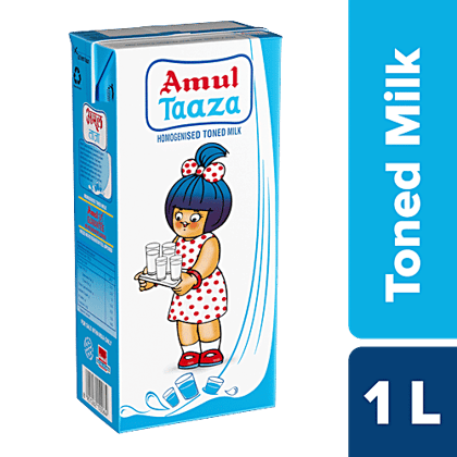 Amul Taaza Homogenised Toned Milk, 1 L Carton Amul Taaza Homogenised Toned Milk, 1 L Carton