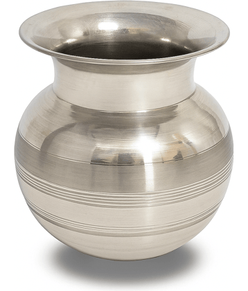 Dynore 1 Ltr Kalash Large Steel Silver Water Container ( Set of 1 )