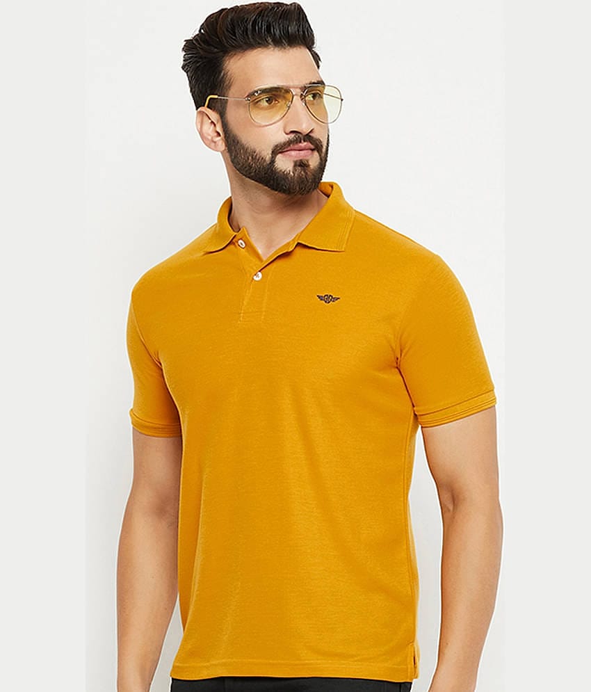 GET GOLF - Mustard Cotton Blend Regular Fit Men's Polo T Shirt ( Pack of 1 )