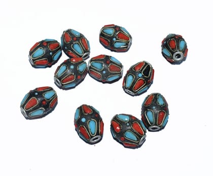 Handmade Kashmiri Beads use for jewelry makings, KASM-38-Per Packet of 25 Pcs / 20X14 MM