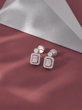 Grette Silver Drop Earrings | White Gold-White Gold