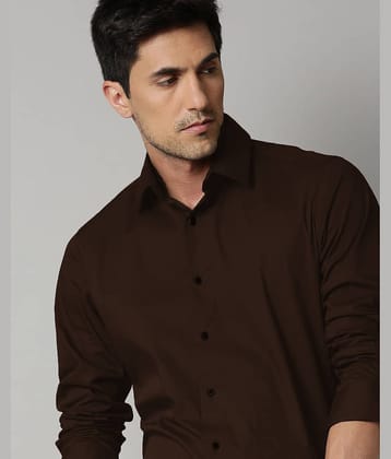Eviqe Cotton Blend Regular Fit Full Sleeves Men's Formal Shirt - Brown ( Pack of 1 )