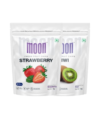 Moon Freeze Dried Strawberry Chips and Kiwi combo, 28 gm