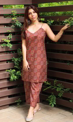 Cotton Ajrakh Print Coord Set-L