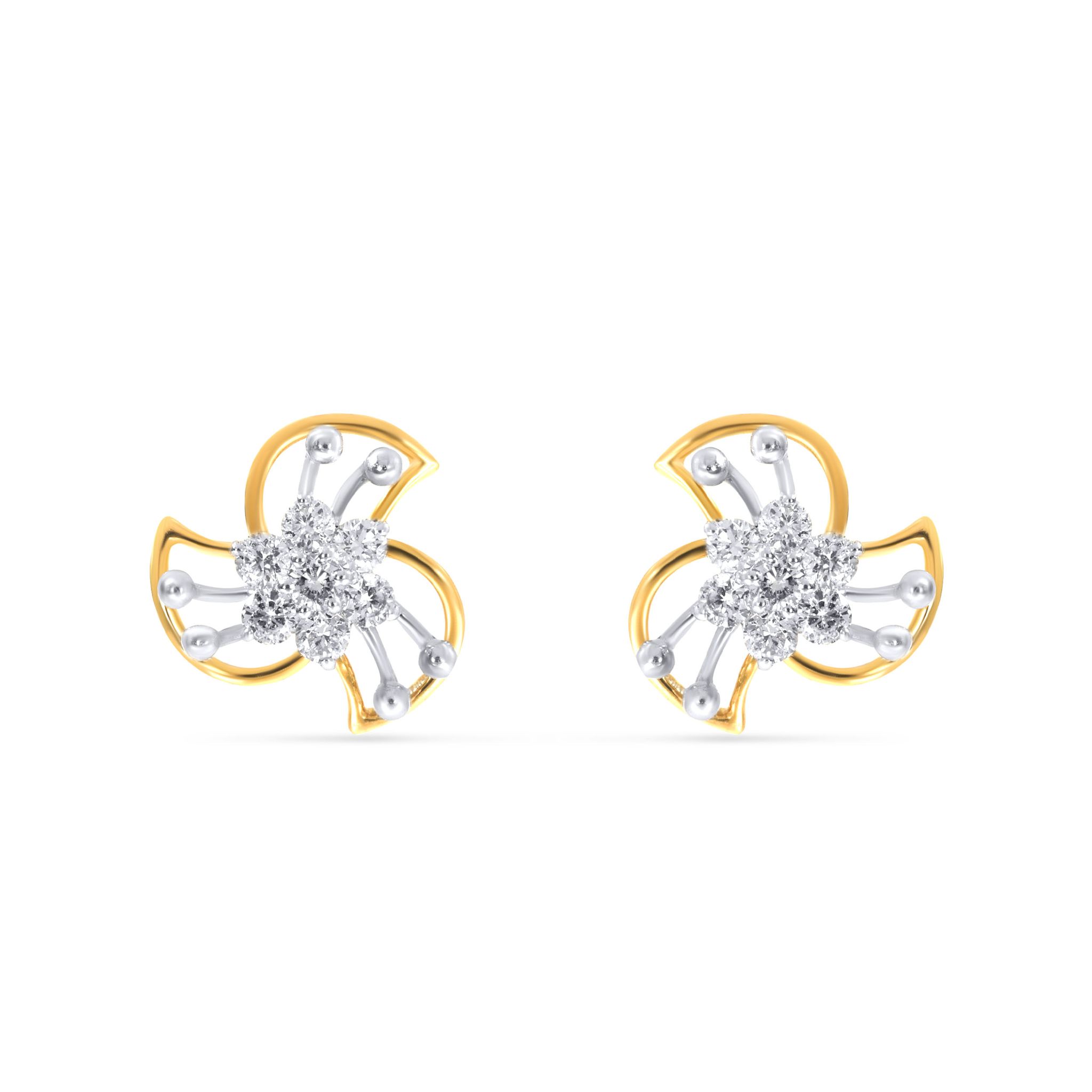 Senco Gold Stunning Wind Wheel Diamond Studs (2.1 gram / 0.24 Ct / HI-SI / 18K Yellow Gold)