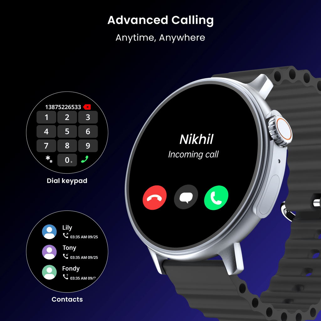 CELLECOR M7 PRO RAY 1.43" AMOLED Display | 700 NITS | AOD | BT-Calling | AI Voice | Split Screen | IP67 | Rotating Crown | SmartWatch (Black)