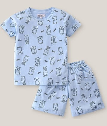 Nite Flite Pack of 1 Boys 100% Cotton Nightsuit Set ( Off White )