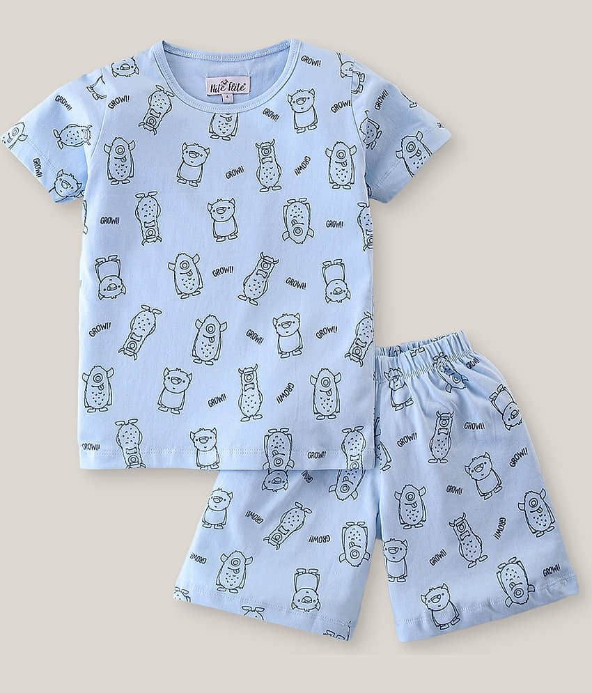 Nite Flite Pack of 1 Boys 100% Cotton Nightsuit Set ( Off White )