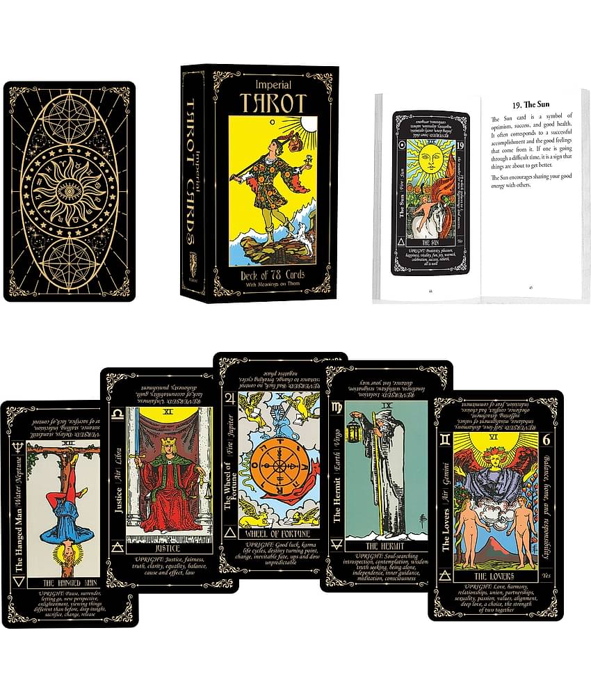 Imperial Tarot Cards with Guide Book, 78 Classic Original Tarot Cards Deck with Meanings on Them, Fortune Telling Game for Beginners to Expert