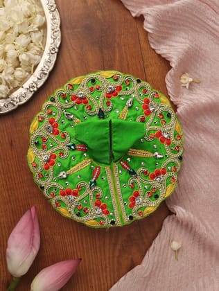 Makhan Chor Green Laddu Gopal Poshak & Shringar Set-With Shringar / 0 No.