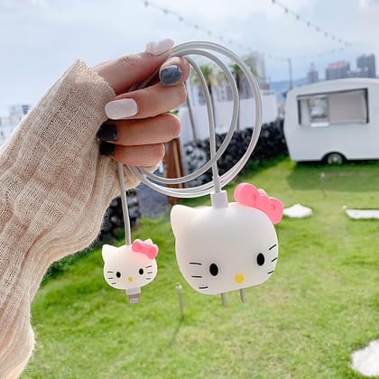 Hello Kitty Cute Iphone Charger Cover Protection Case (Silicone)