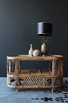 Bamboo Rattan Cane Coffee Table for Living Room (Glass not Included)