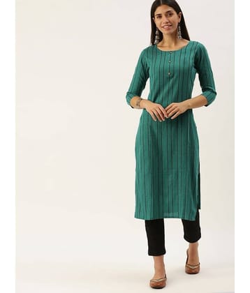 Hritika Cotton Printed Straight Women's Kurti - Green ( Pack of 1 )