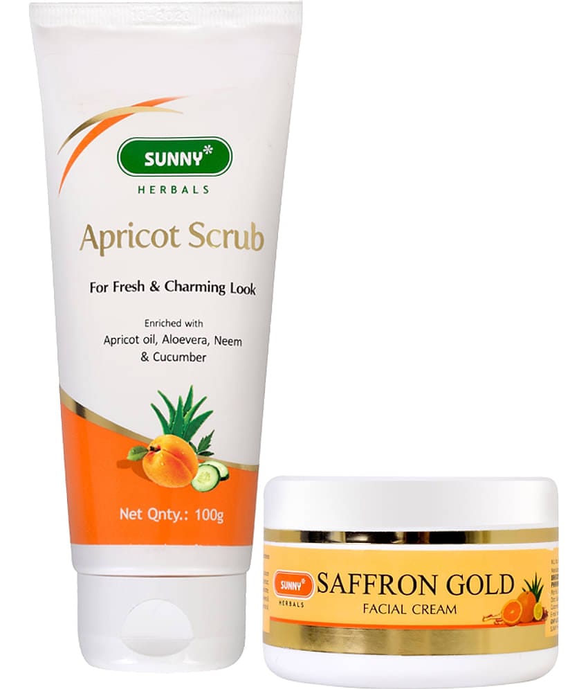 SUNNY HERBALS Saffron Facial Cream 100gm, Apricot Scrub & Exfoliators 100 gm