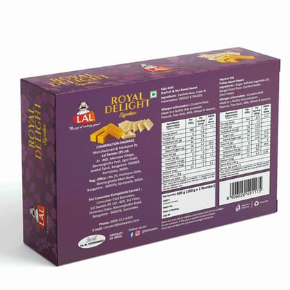 Lal Sweets Royal Delight - 400g With Rakhi, Kaju Katli & Mysore Pak Assortment 200g Each 