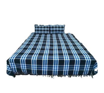 Dhaga Vishwas Ka Black Check Handloom Cotton Bedsheet Set