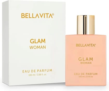 BELLAVITA  GLAM | Long Lasting Perfume for Woman | EDP 100ml | African Orange, Jasmine & Patchouli | Floral, Fruity, Woody Premium Fragrance for Women