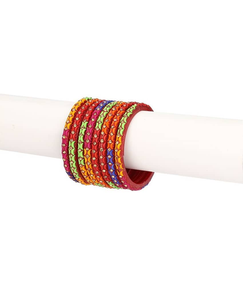 AFAST Designer Colorful Collection Purple 12 Fashion Bangle Set Ornamented With Exclusive Beads-GD1