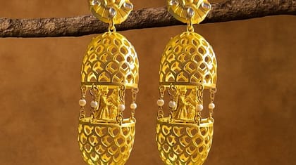 Bilasita Dulha Dulhan Collection Matt Finish Cutwork Earrings | Intricate Ethnic Design | Wedding & Festive Wear