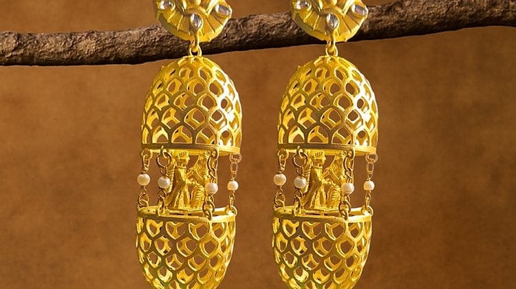 Bilasita Dulha Dulhan Collection Matt Finish Cutwork Earrings | Intricate Ethnic Design | Wedding & Festive Wear