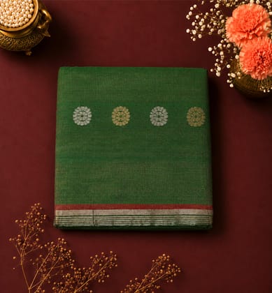 Handloom Chanderi Tissue By Mercerized Cotton Saree
