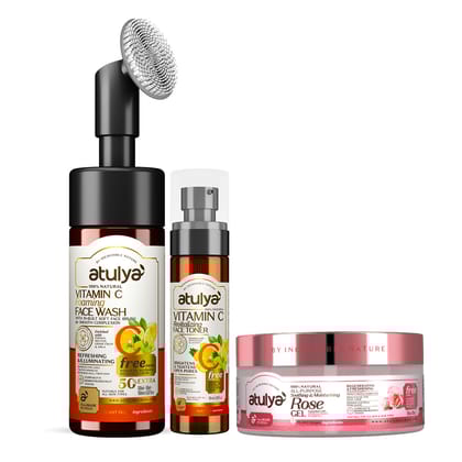 Atulya Vitamin C (Foaming Face wash + Toner) + Rose Gel Combo