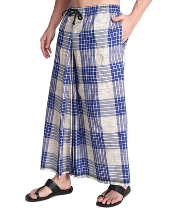GOWRI TEX Elastic Green Cotton Blend Men's Lungi Dual Pocket ( Pack of 1 )