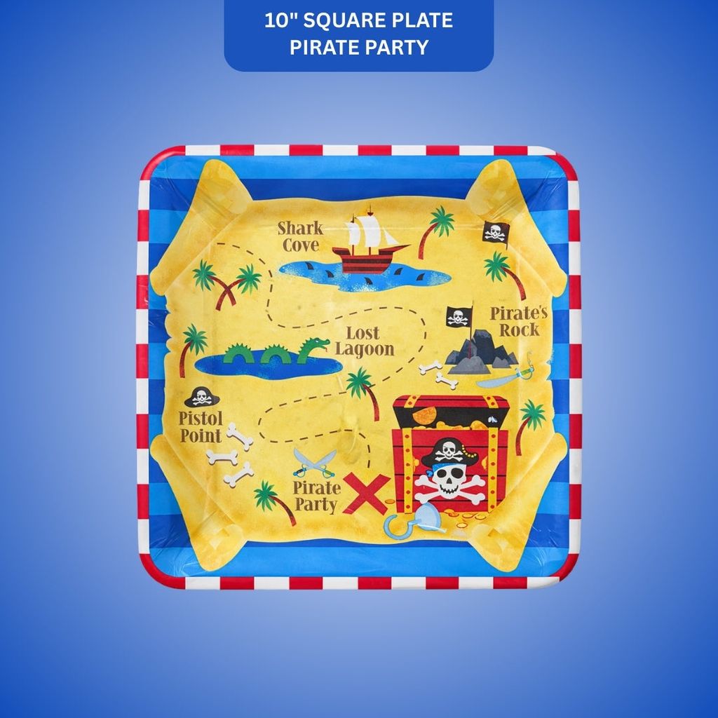 10" SQUARE PLATE PIRATE PARTY - Party and Festive Needs | Buy online on ZillyBuy