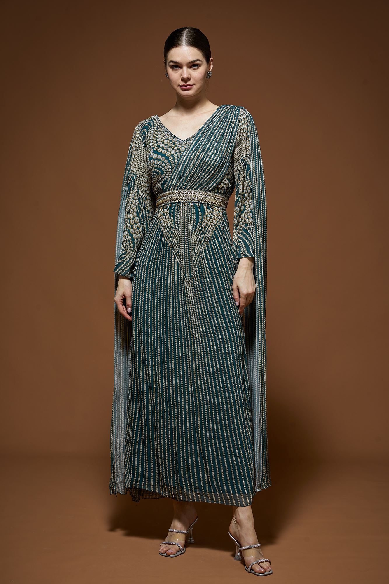 Dark Aqua Kaftan-XS