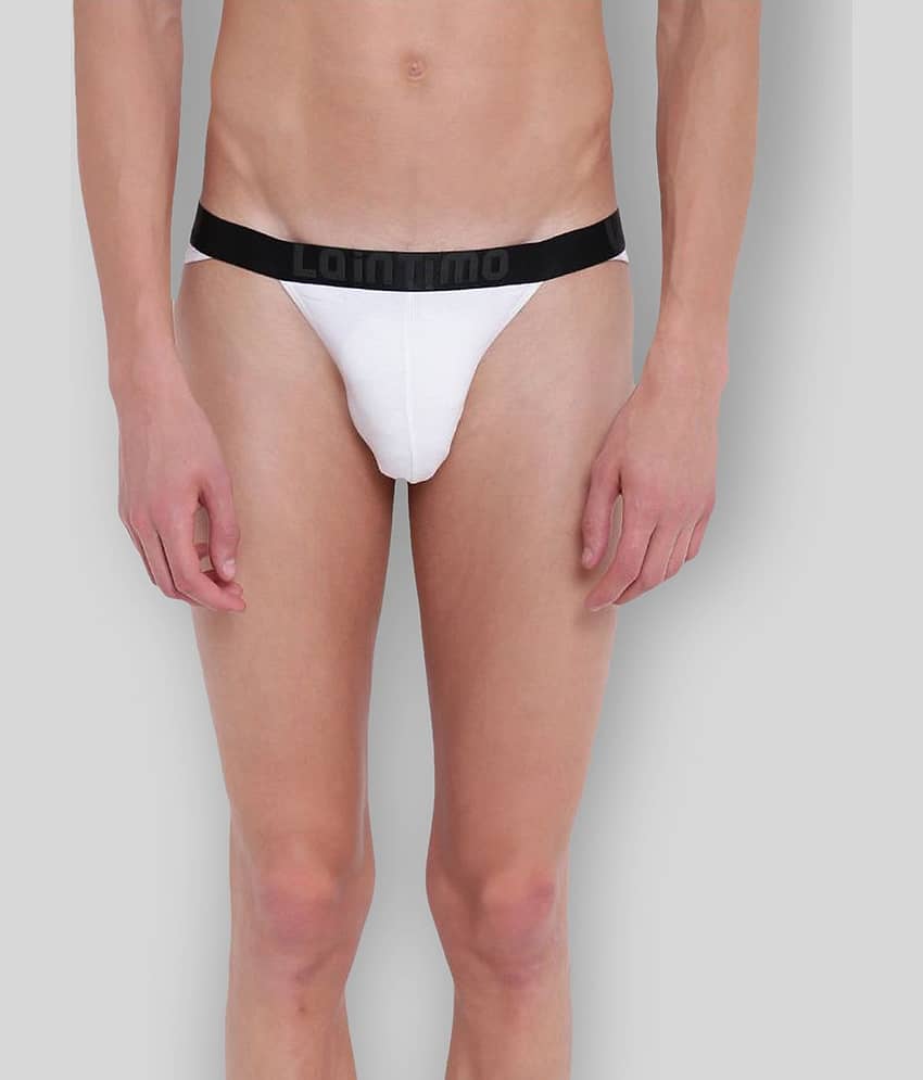 La Intimo Pack of 1 Cotton Blend Thongs For Men's ( White )