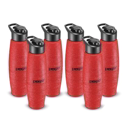 PEXPO Stainless Steel Sports/Fridge Water Bottle, 1L, Pack Of 6 Red, Duro | Eco-Friendly Water Bottle With Sipper Cap