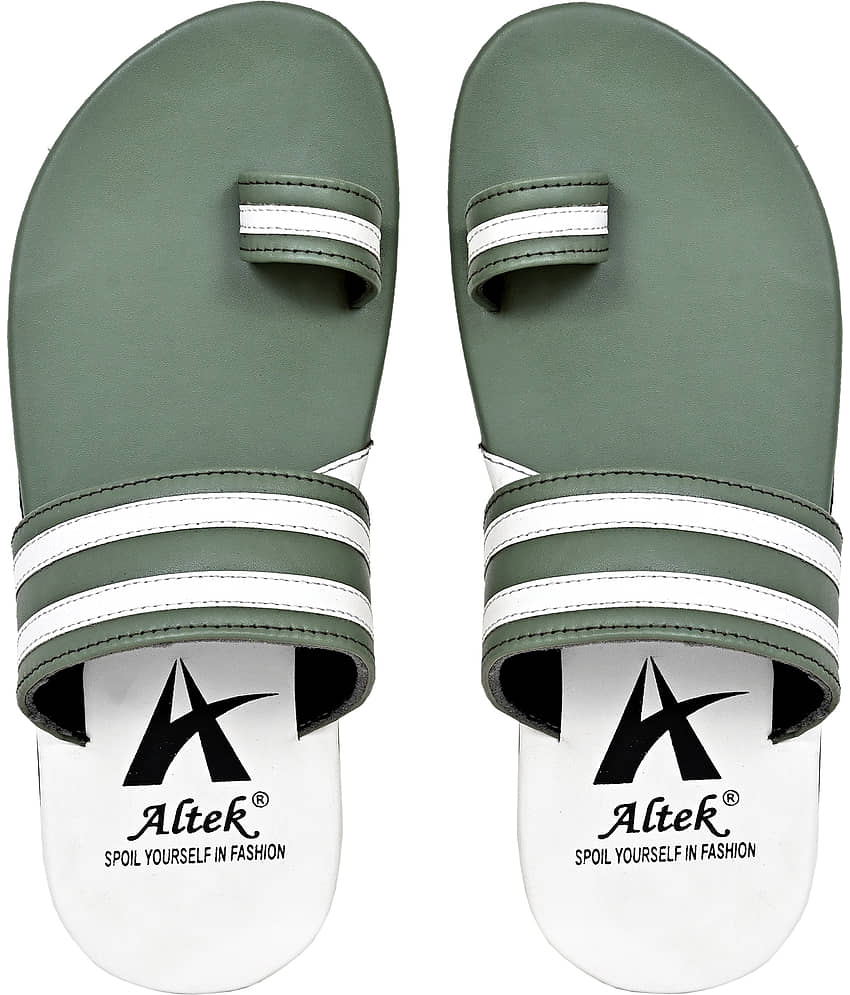 Chappal Wala Green Men's Leather Slipper