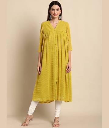 Janasya - Yellow Chiffon Women's Front Slit Kurti ( Pack of 1 )