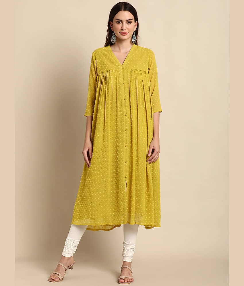 Janasya - Yellow Chiffon Women's Front Slit Kurti ( Pack of 1 )